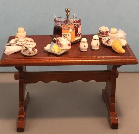Table with Rose Dishes and Food 486Ad