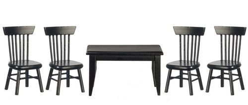 Table/Chair Set, Black, 5 Pieces AZT0521