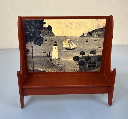Tall Bench with Colonial Village Scene on the Back ala279