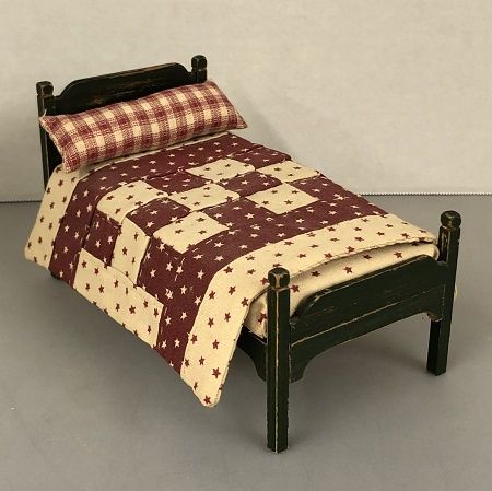Single Rustic Bed with Bedding mc02719