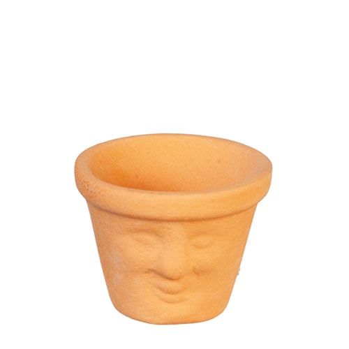Small Round Terracotta Face Pot AZG6481