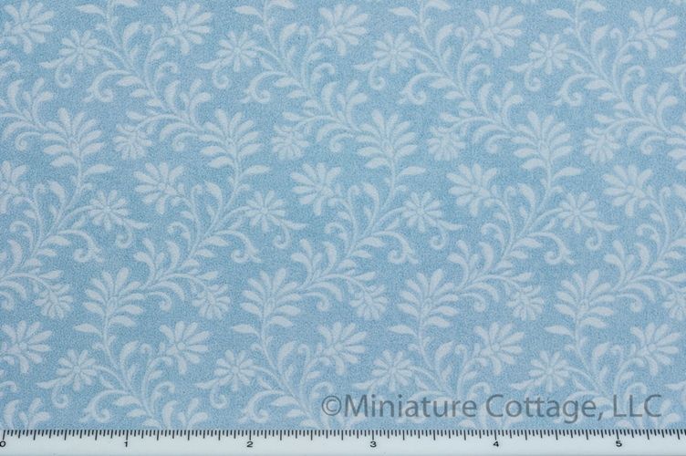 Sky Blue Wallpaper with White Floral Design nc14402