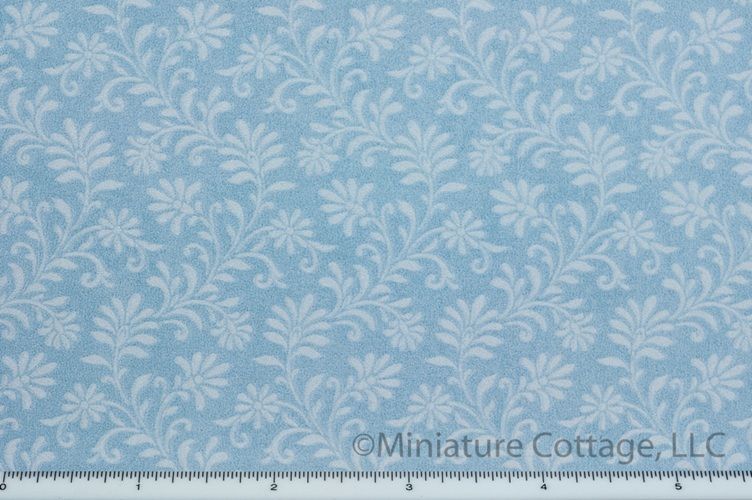 Sky Blue Wallpaper with White Floral Design nc14402