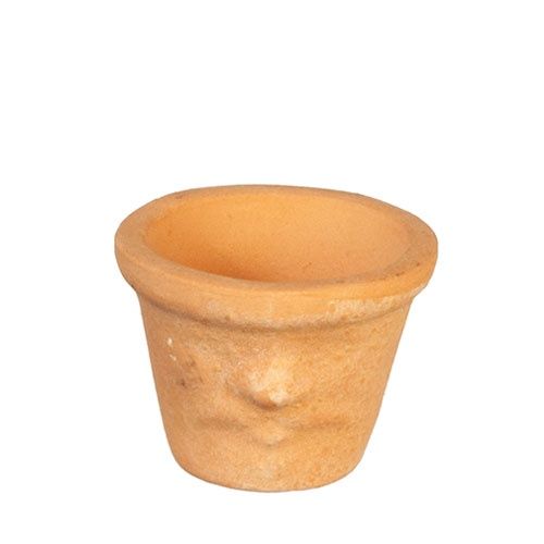 Small Round Terracotta Face Pot AZG6493