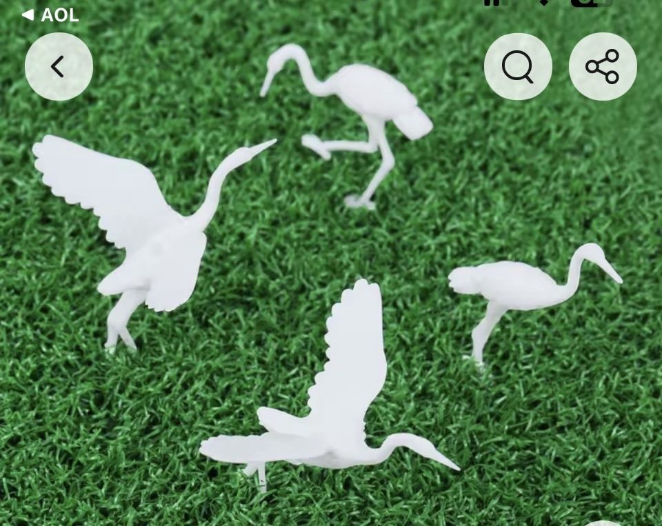 Small White Plastic Cranes (10 Pieces) hom082