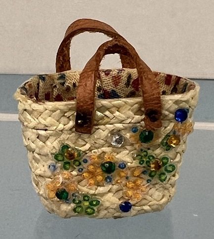 Straw Beach Bag with Rhinestone Accent MC031646