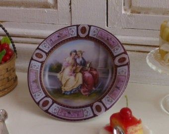 Svres Purple Amici Dollhouse Miniature Round Platter mc02332
