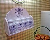 Spices Set of Canisters &amp; Rack for Dollhouse 1:12 scale lcd051