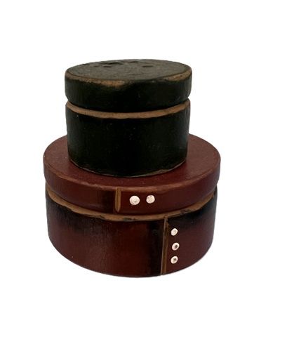 Stack of Two Wooden Hat Boxes mc342x