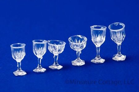6 Pieces Clear "Cut" Crystal Stemware, Clear CB110CC