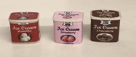 Strawberry, Chocolate, and Vanilla Ice Creams Set of 3 hr54280