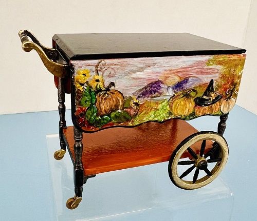 Tea Cart Hand Painted by Renee' Derra-Marlowe ala1136