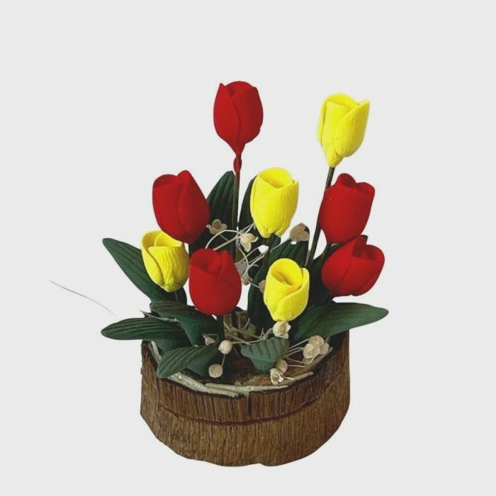 Tulips In A Half Moon Tub d4205