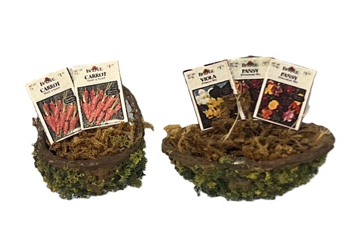 Two Baskets with Packages of Seeds mc355x