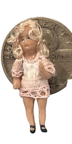 Tiny Porcelain Blond Girl Doll mc1443x