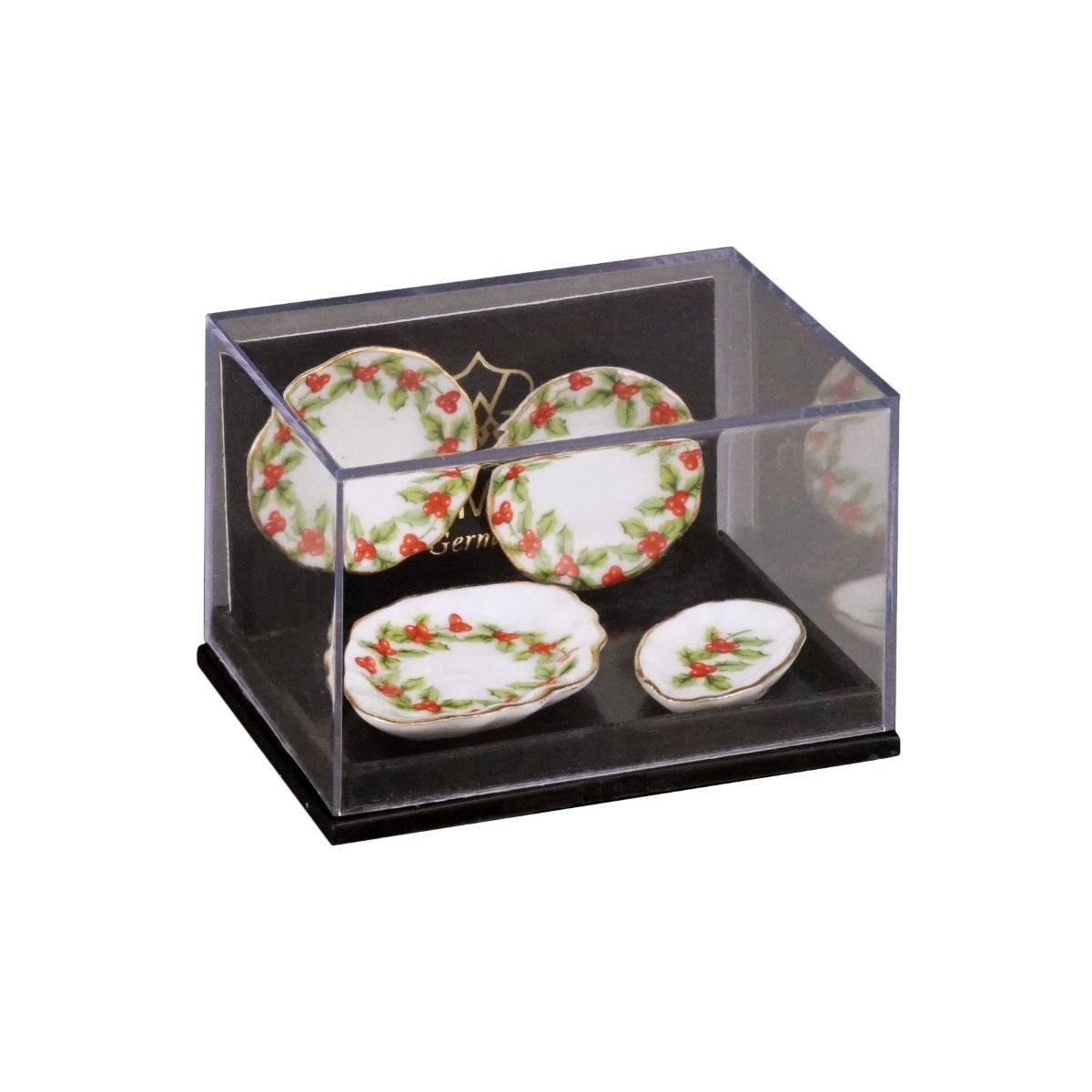 Two Dinner Plates With Serving Dishes, Mistletoe Design rp15465