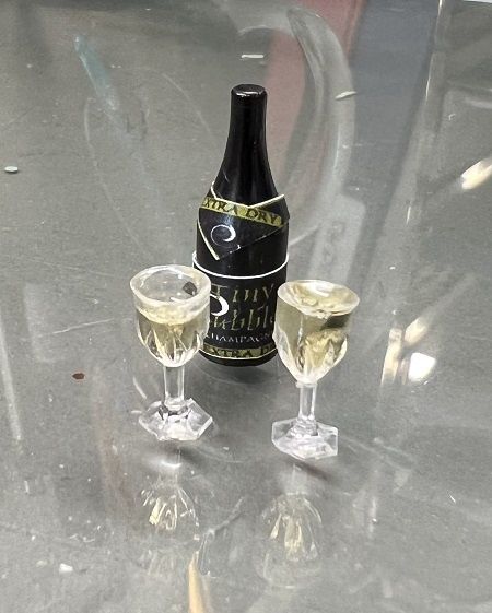 Tiny Bubbles Champagne and two filled glasses ala6666
