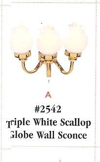 Triple White Scallop Globe Wall Sconce 2542