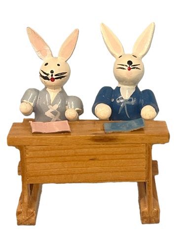 Two Bunnies at Desk mc493x