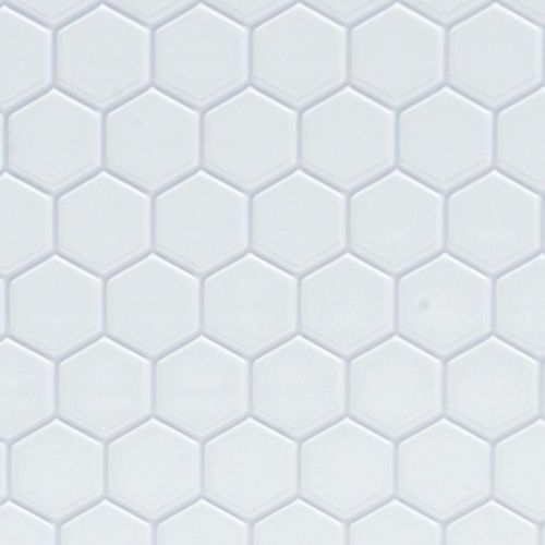 FF60695 Tile Floor: 3/8 Hexagons, 11 X 15 1/2, White/White