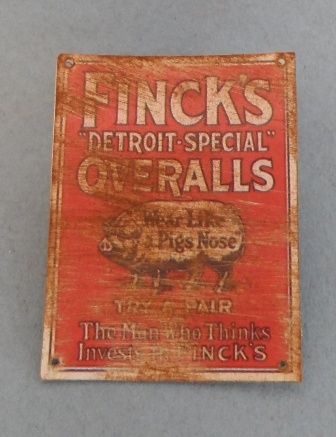 Tin Sign Finck's Overalls fc0082