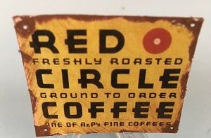 Tin Sign Red Circle Coffee f0187