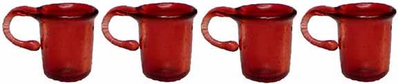Tiny Red Glass Mugs (set of 4) hb223