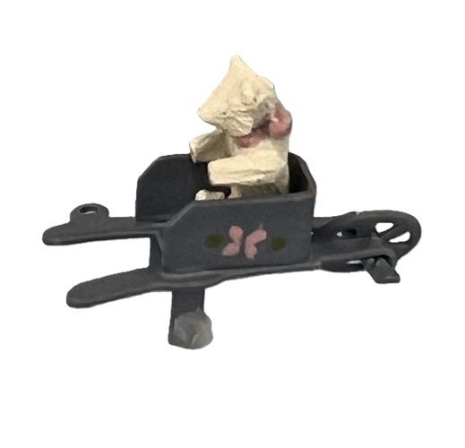 Tiny Wheelbarrow with a White Bear Riding mc315x