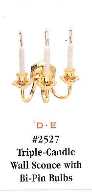 Triple-Candle Wall Sconce with Bi-Pin Bulbs 2527