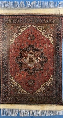 Turkish Rug with Black Border and Red Medallion cn0077
