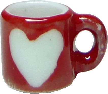 Valentine Heart Mugs-Red Glaze bdB332