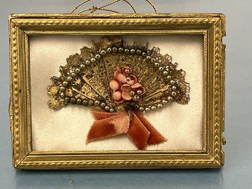 Victorian Fan in a Glass Shadow Box Frame mc030764
