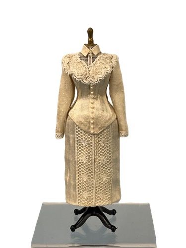 Victorian Ivory Silk Dupioni Dress mc328x