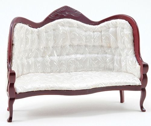 Victorian Sofa, Mahogany, White Brocade CLA10698