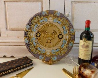 Versace Gala Blue Prestige Dollhouse Miniature Round Platter MC02374