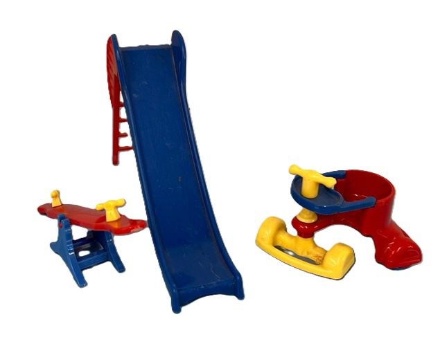 Vintage RENWAL Baby Playground Slide Teeter Totter Toy Lot Dollhouse Tricycle rw002