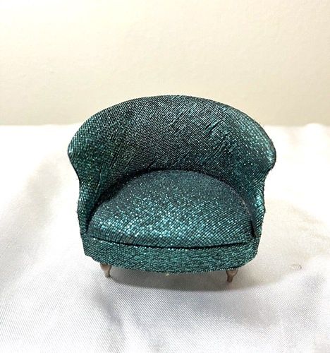 VTG Ideal Petite Princess 1960's Miniature Sparkling Blue/Green Salon Drum Chair 4411-5b