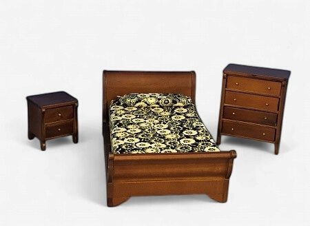 MAY598581 Walnut Sleigh Bed Set