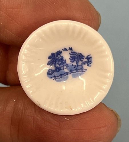 White Bowl with Blue Design 7/8" 810161