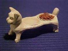 White Cat Food and Water Dish bt0180c-1
