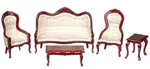 Victorian Living Room Set, Mahogany, 5Pc AZT3396
