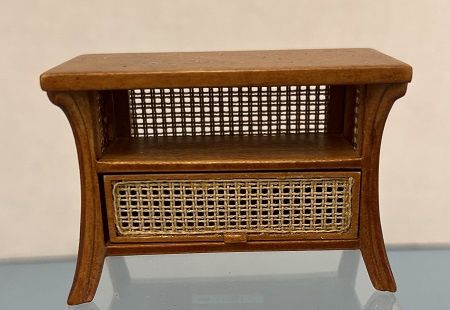 Walnut Finish Side Table with Woven Sides BES12023WN