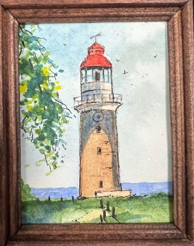 Watercolor of Lighthouse by Greg Rawlings mn508