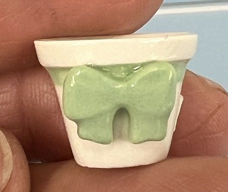 White Flower Pot with Green Bow ALA1046