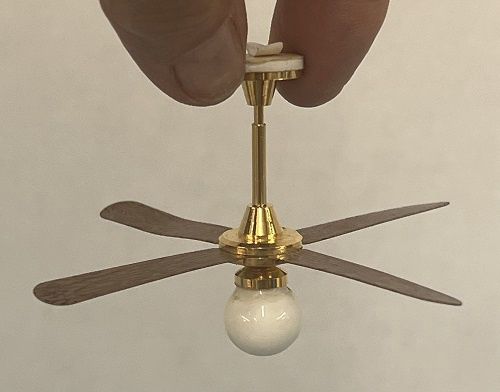 White Globe and Brass Ceiling Fan MC030749