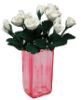 White Roses in Square Pink Vase bdr272