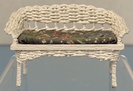 White Wicker Couch with Floral Cushion ALA909