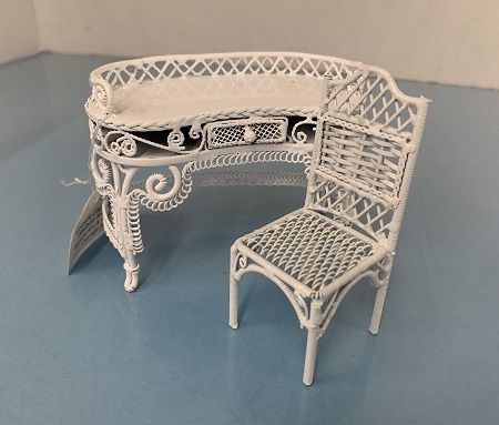 White Wire Dressing Table and Chair MC01285