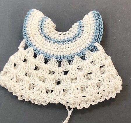 White with Blue Trimmed Crochet Pinafore stu63314