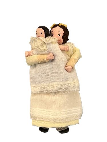 Vintage Bead Head Girl with Her Baby mc1749x